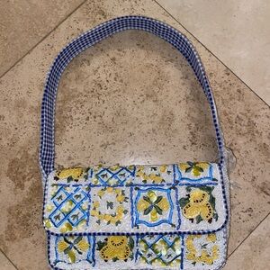 T.J.Maxx Blue and Yellow Beaded Shoulder Bag